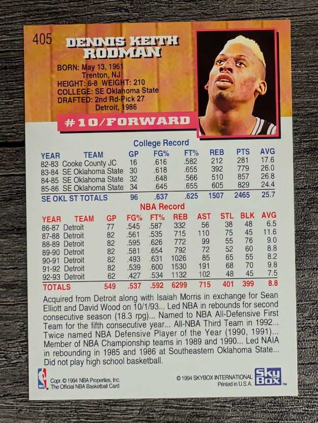 1993-94 Hoops #405 Dennis Rodman (NM)