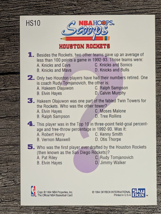 1993-94 Hoops Scoops #HS10 Hakeem Olajuwon