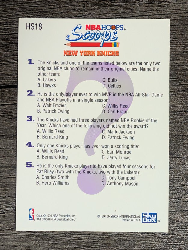 1993-94 Hoops Scoops #HS18 Patrick Ewing