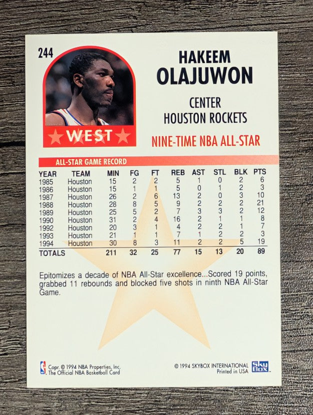 1994-95 Hoops #244 Hakeem Olajuwon AS
