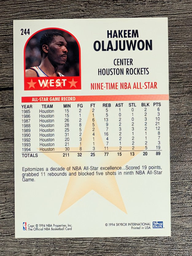 1994-95 Hoops #244 Hakeem Olajuwon AS