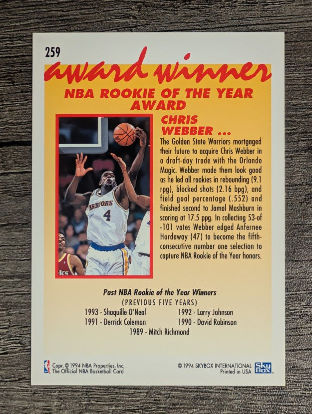 1994-95 Hoops #259 Chris Webber AW