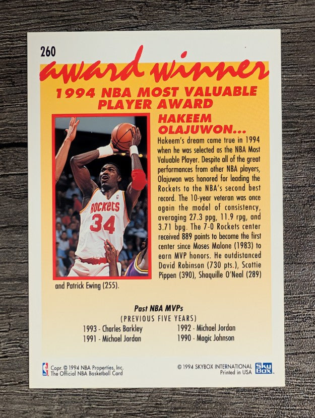 1994-95 Hoops #260 Hakeem Olajuwon AW