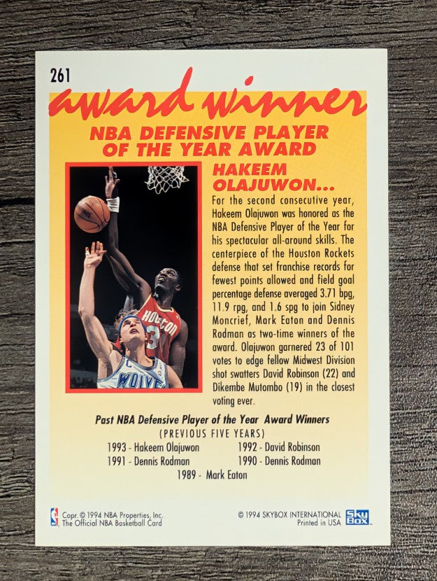 1994-95 Hoops #261 Hakeem Olajuwon AW