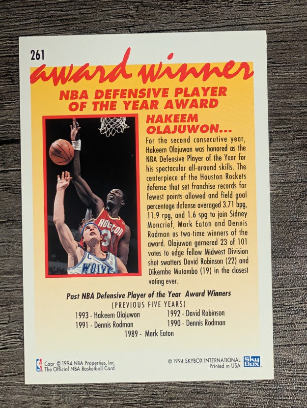 1994-95 Hoops #261 Hakeem Olajuwon AW