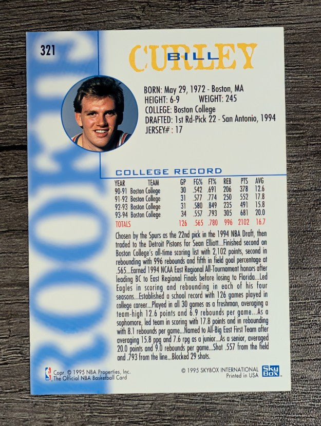1994-95 Hoops #321 Bill Curley RC