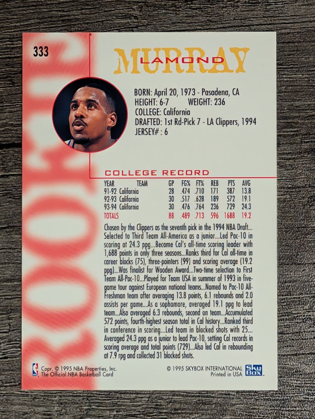 1994-95 Hoops #333 Lamond Murray RC