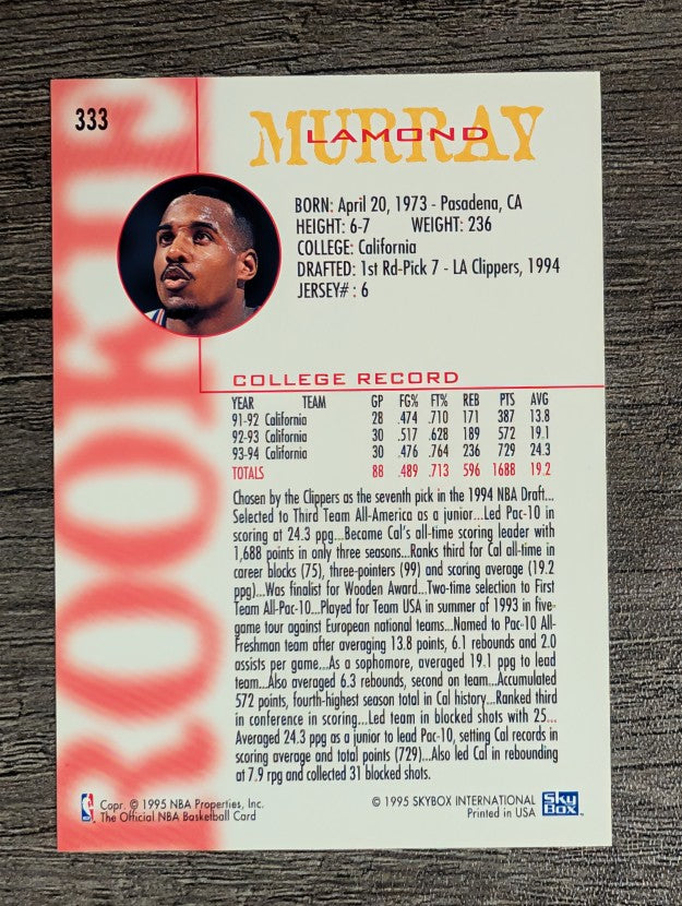 1994-95 Hoops #333 Lamond Murray RC