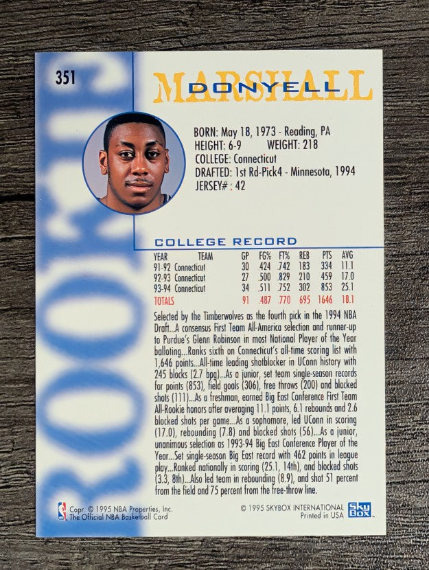 1994-95 Hoops #351 Donyell Marshall RC