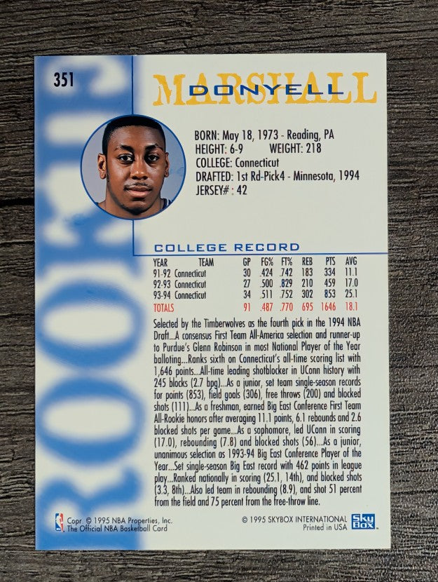 1994-95 Hoops #351 Donyell Marshall RC