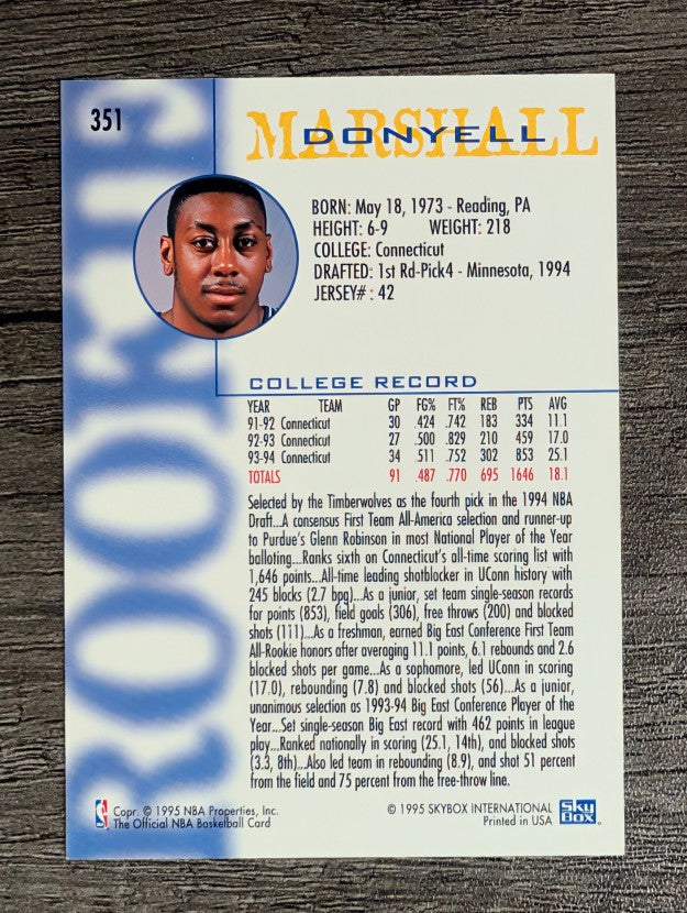 1994-95 Hoops #351 Donyell Marshall RC
