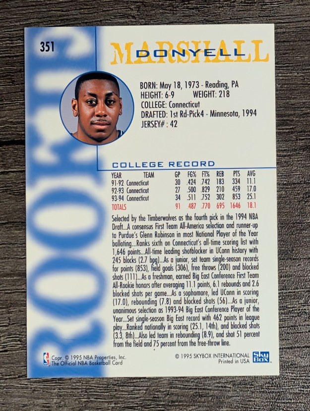 1994-95 Hoops #351 Donyell Marshall RC