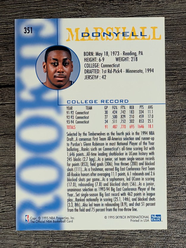 1994-95 Hoops #351 Donyell Marshall RC