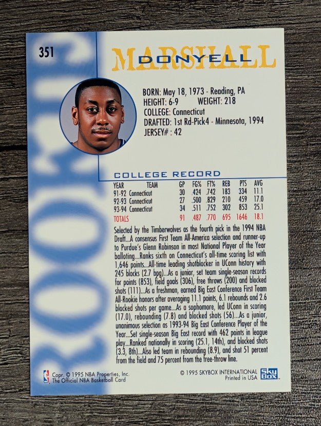 1994-95 Hoops #351 Donyell Marshall RC