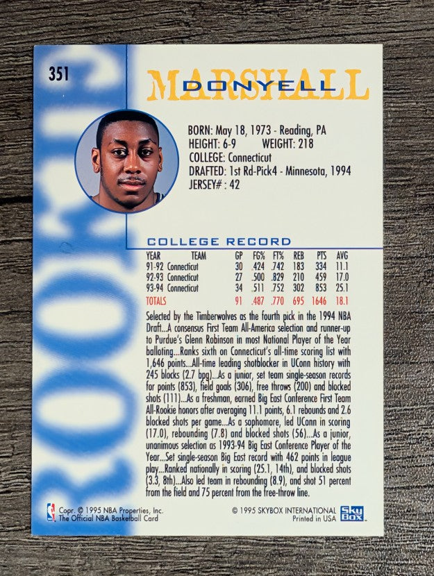 1994-95 Hoops #351 Donyell Marshall RC