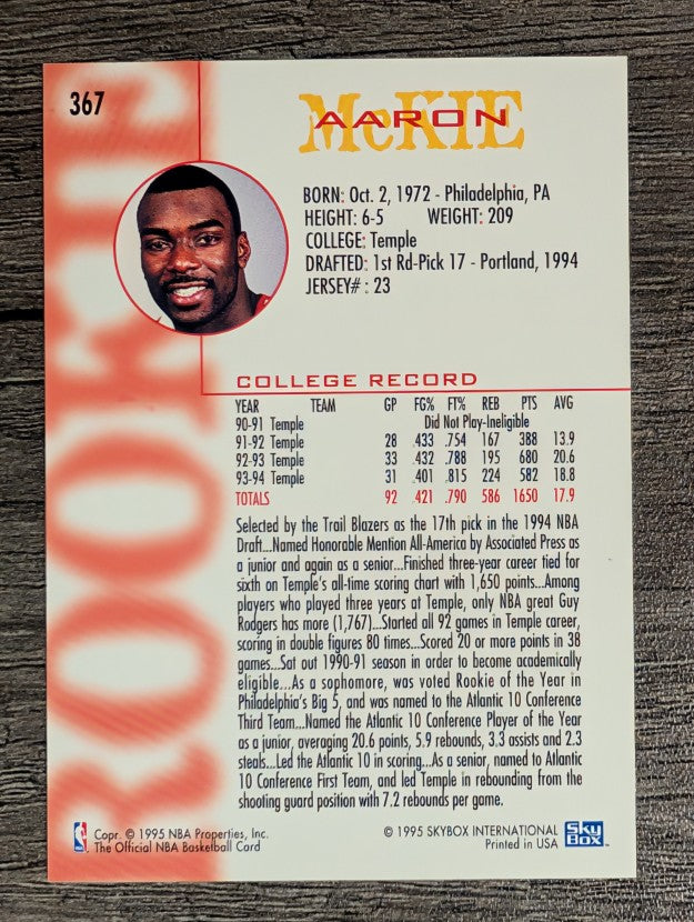 1994-95 Hoops #367 Aaron McKie RC