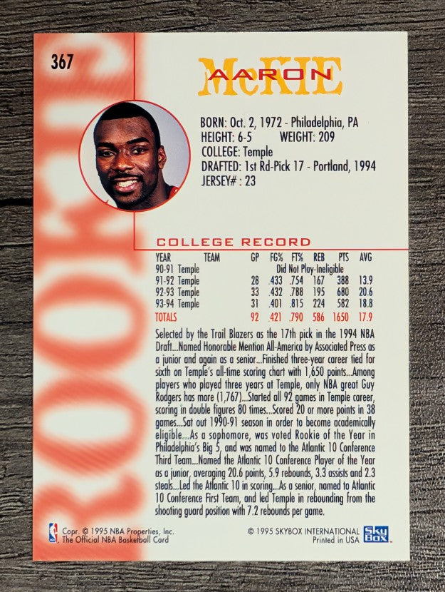 1994-95 Hoops #367 Aaron McKie RC