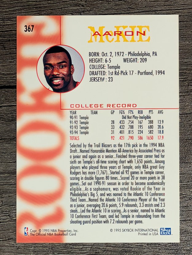 1994-95 Hoops #367 Aaron McKie RC