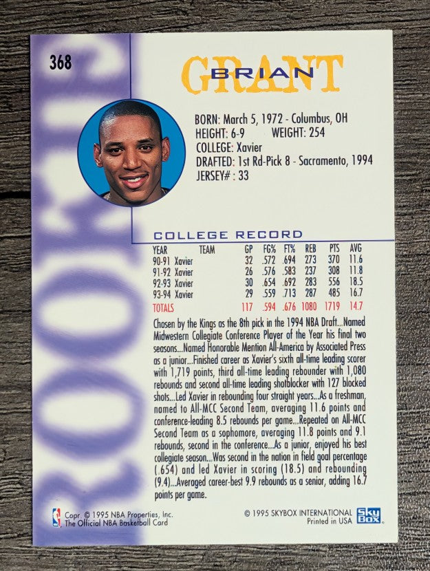 1994-95 Hoops #368 Brian Grant RC