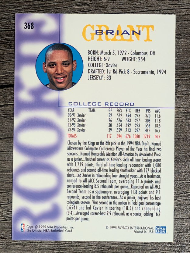 1994-95 Hoops #368 Brian Grant RC