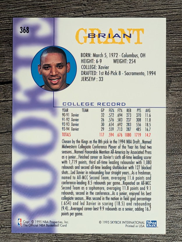 1994-95 Hoops #368 Brian Grant RC