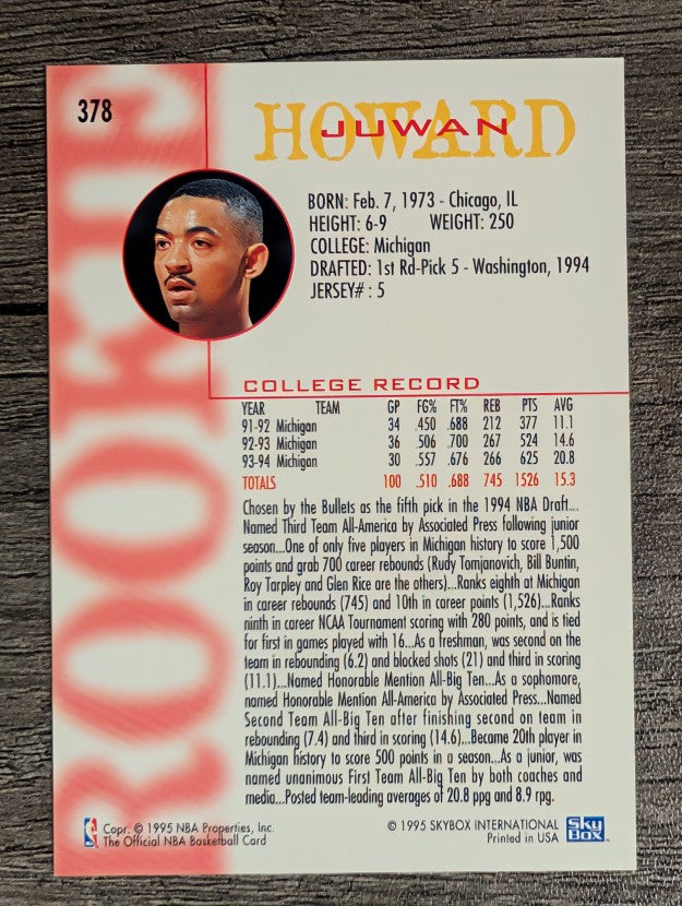 1994-95 Hoops #378 Juwan Howard RC