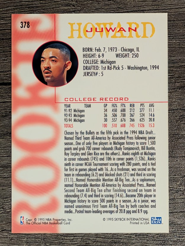 1994-95 Hoops #378 Juwan Howard RC
