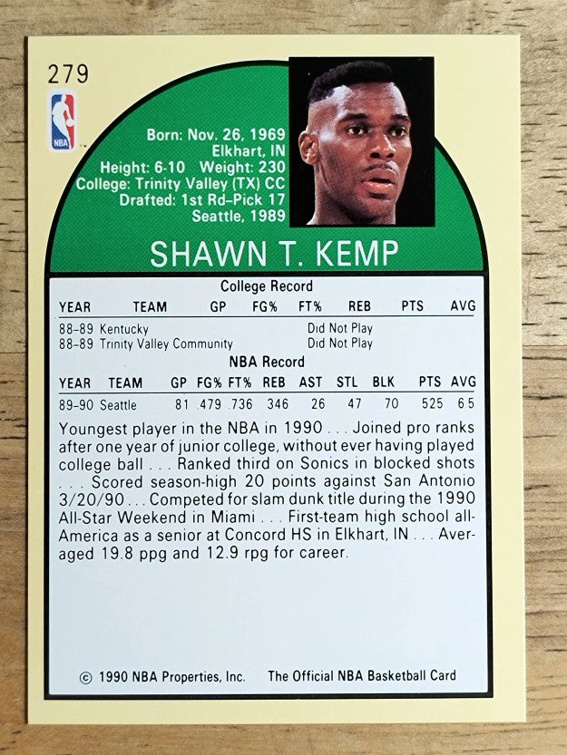 1990-91 Hoops #279 Shawn Kemp RC
