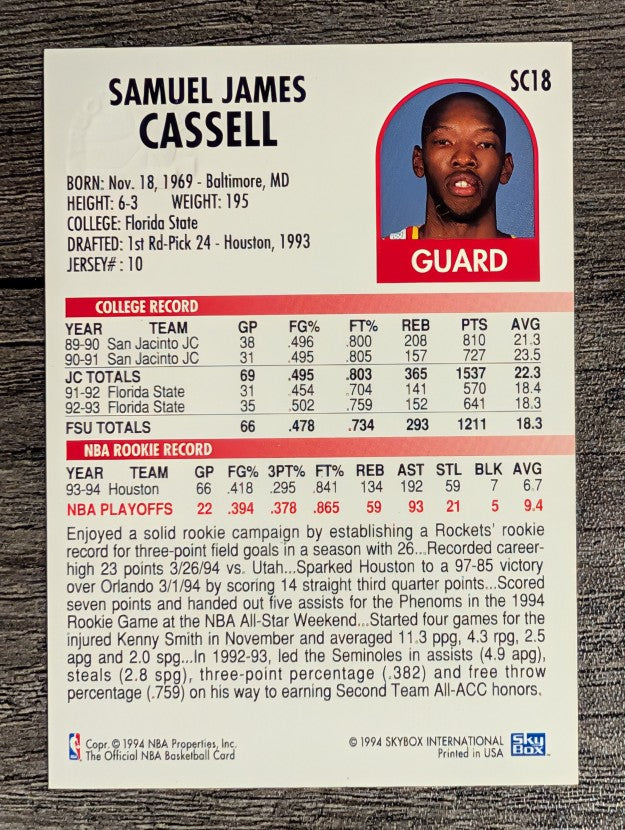 1994-95 Hoops Supreme Court #SC18 Sam Cassell