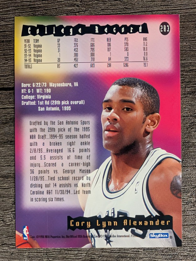 1995-96 Hoops #283 Cory Alexander RC