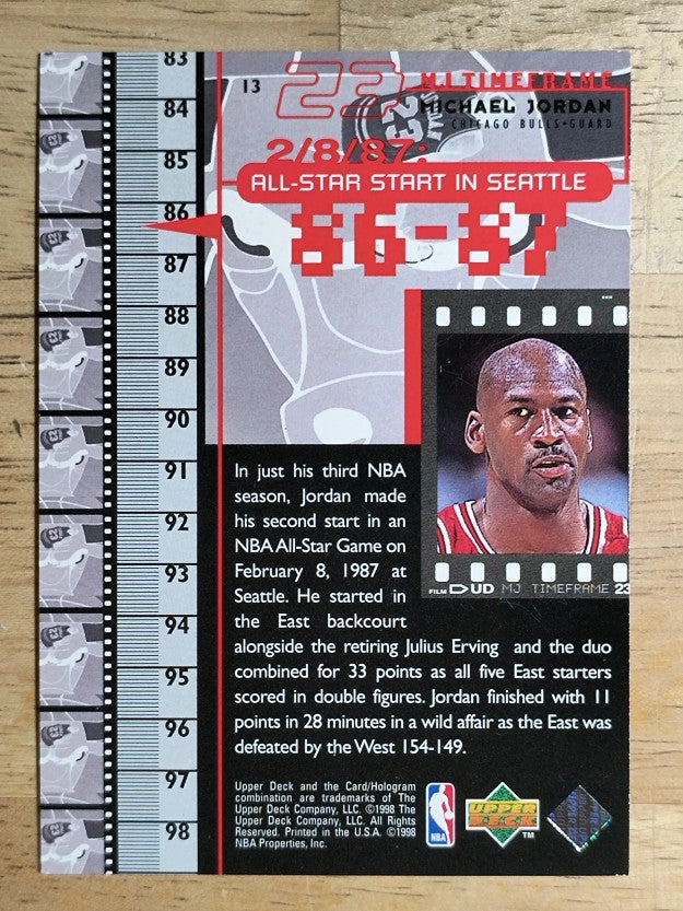 1998 Upper Deck Michael Jordan Living Legend #13 Michael Jordan TF 1987-88