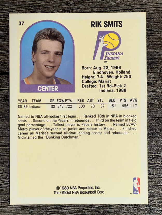 1989-90 Hoops #37 Rik Smits RC