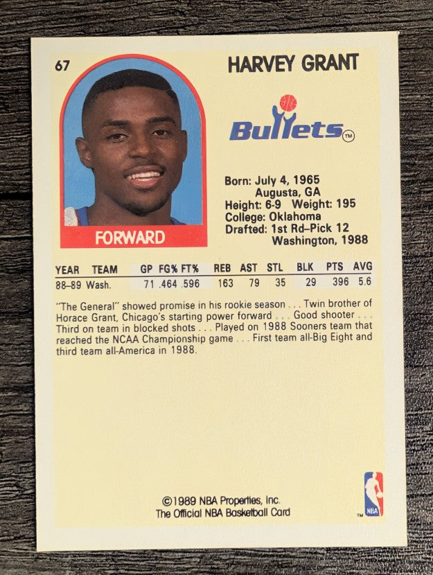 1989-90 Hoops #67 Harvey Grant RC
