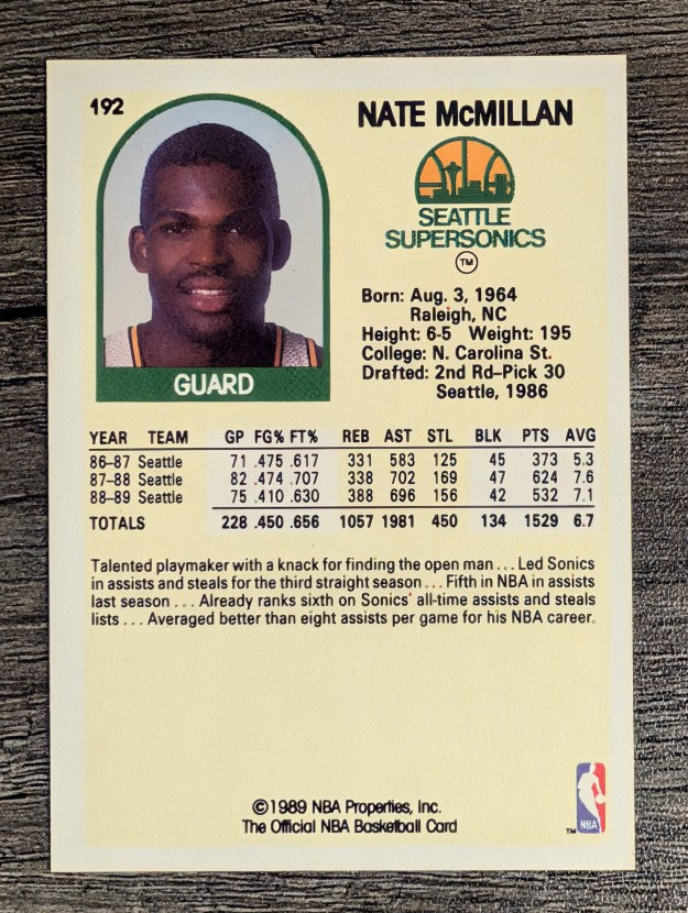 1989-90 Hoops #192 Nate McMillan