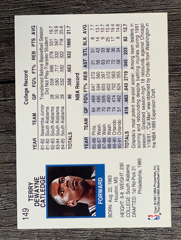 1991-92 Hoops #149 Terry Catledge