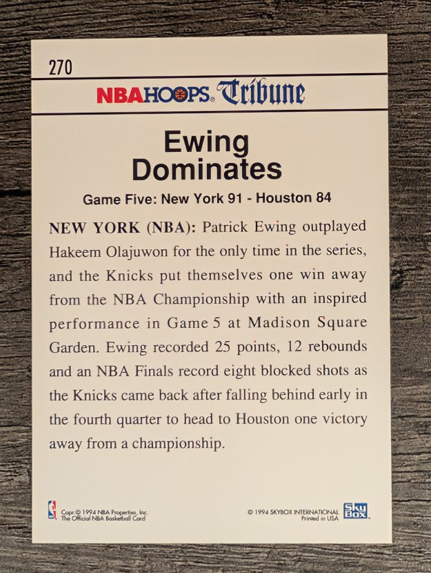 1994-95 Hoops #270 Patrick Ewing FIN/Hakeem Olajuwon