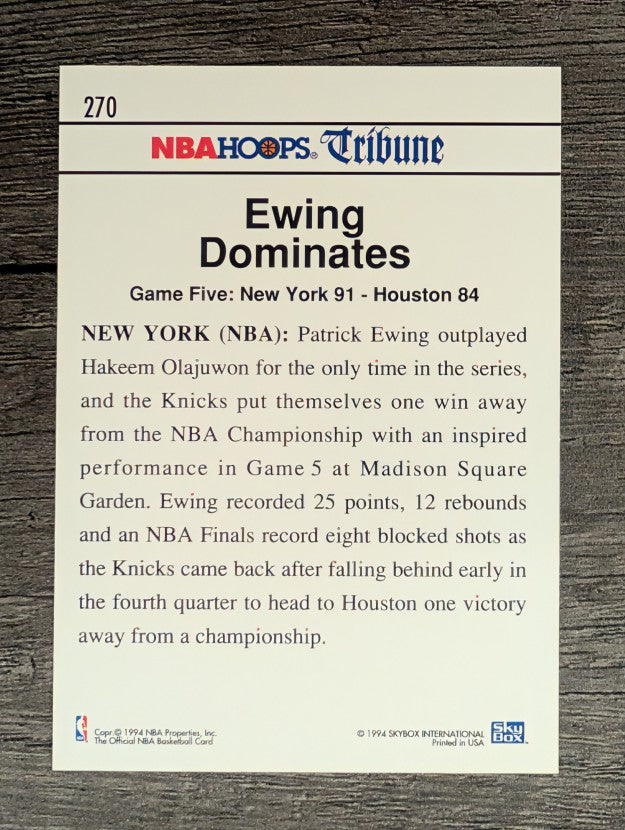 1994-95 Hoops #270 Patrick Ewing FIN/Hakeem Olajuwon