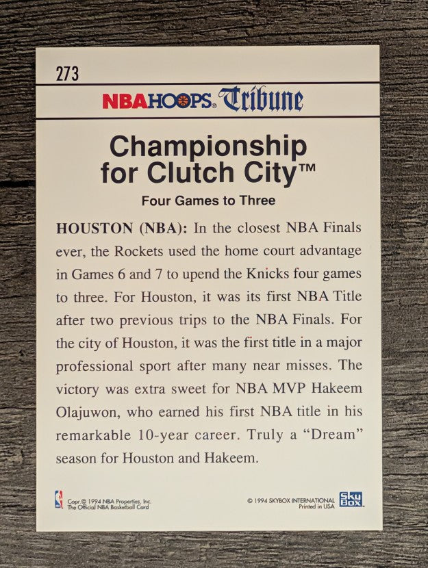 1994-95 Hoops #273 Hakeem Olajuwon FIN