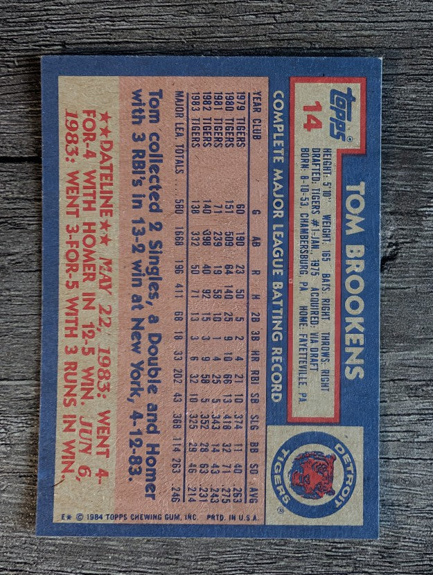 1984 Topps #14 Tom Brookens