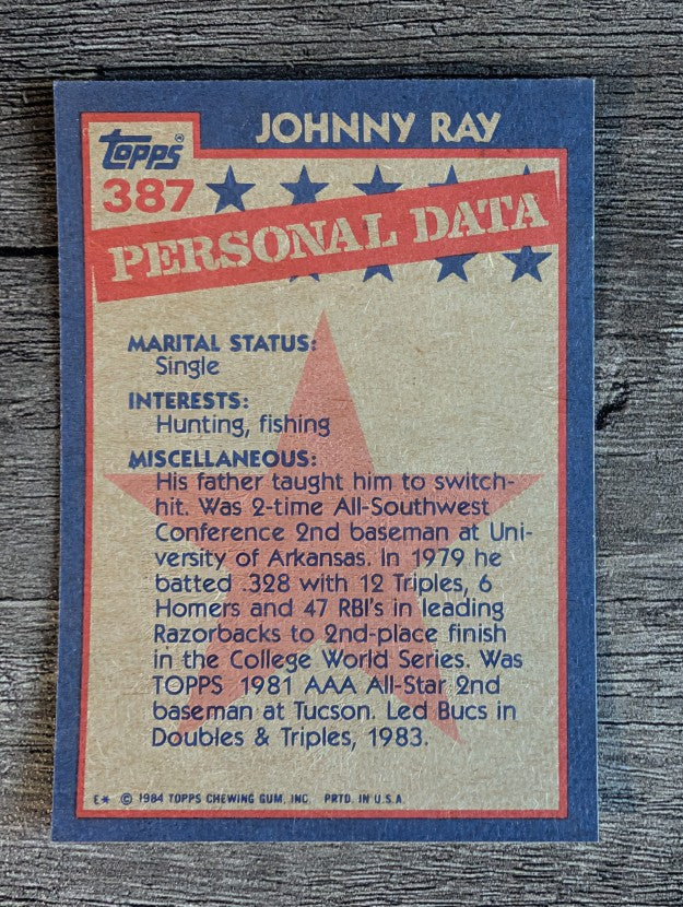 1984 Topps #387 Johnny Ray AS