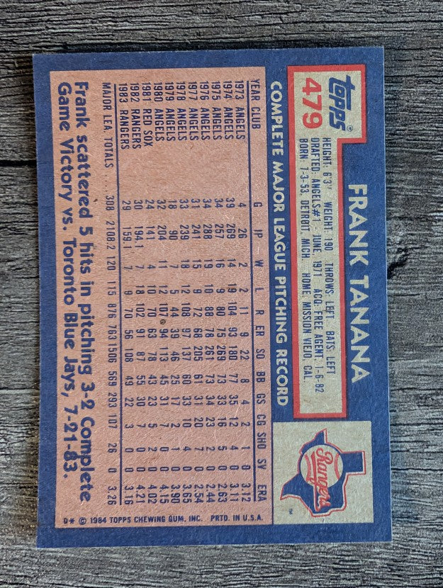 1984 Topps #479 Frank Tanana