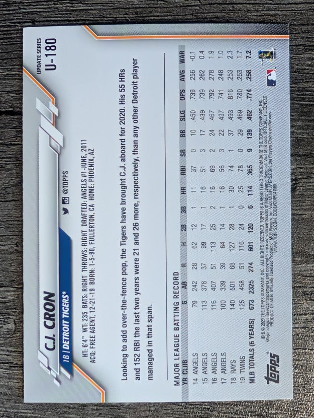 2020 Topps Update #U180 C.J. Cron