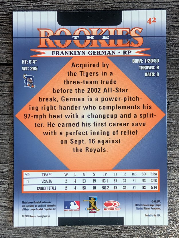 2002 Donruss Rookies #42 Franklyn German RC