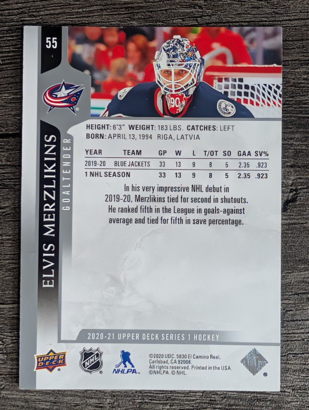 2020-21 Upper Deck #55 Elvis Merzlikins