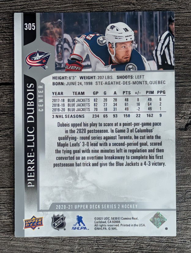 2020-21 Upper Deck #305 Pierre-Luc Dubois