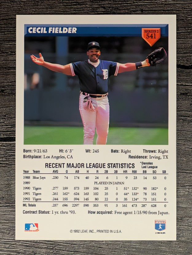1993 Donruss #541 Cecil Fielder