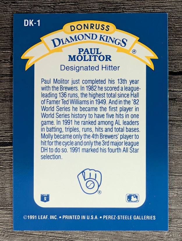 1992 Donruss Diamond Kings #DK1 Paul Molitor