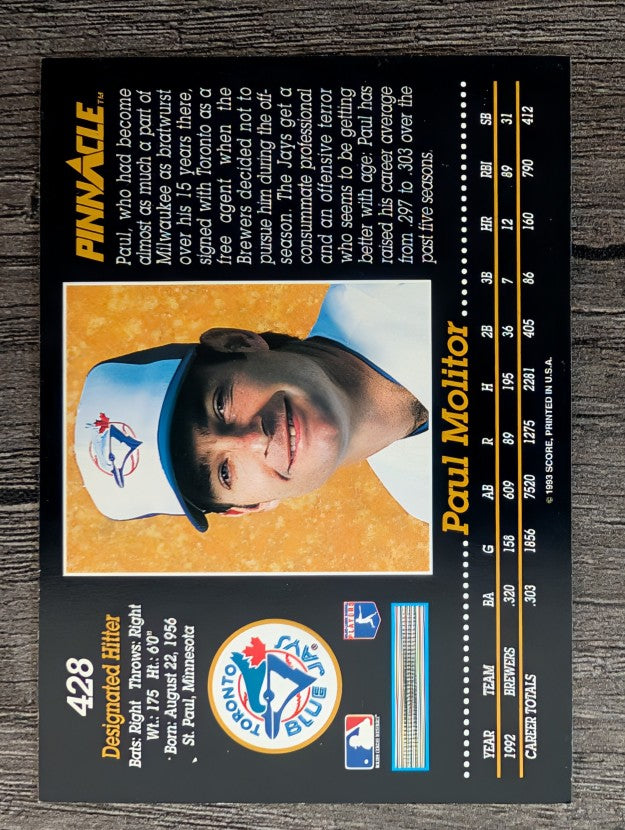 1993 Pinnacle #428 Paul Molitor