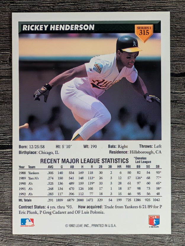 1993 Donruss #315 Rickey Henderson