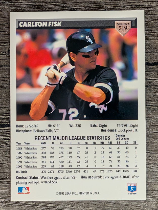 1993 Donruss #519 Carlton Fisk